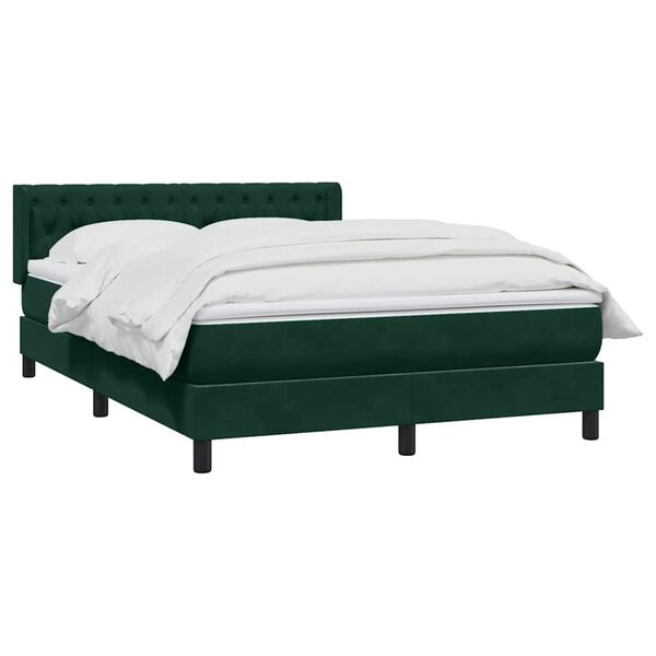 vidaXL Cama box spring con colch&oacute;n terciopelo verde oscuro 160x210 cm
