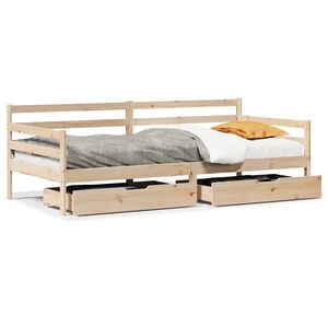 vidaXL Sofá cama con cajones madera maciza de pino blanca 80x200 cm
