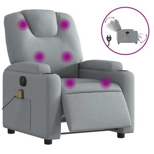 vidaXL Sill&oacute;n reclinable de masaje el&eacute;ctrico tela gris claro