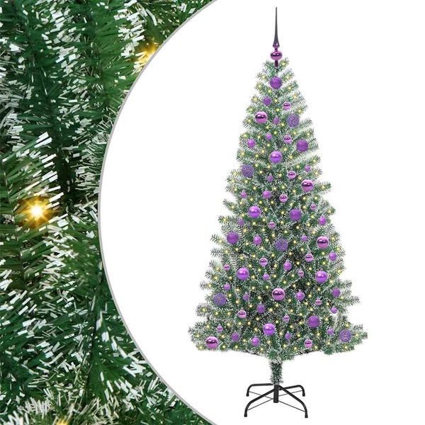 vidaXL &Aacute;rbol de Navidad Artificial Nevado con Luz LED Verde y 180 cm