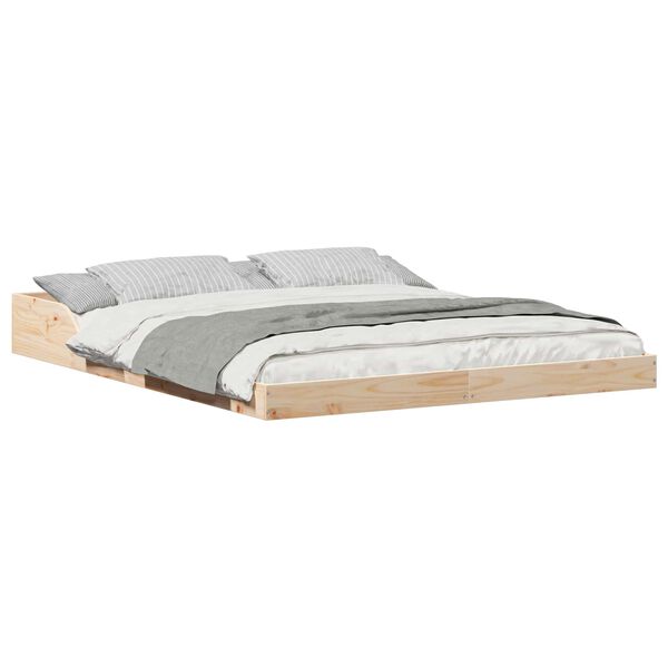 vidaXL Estructura de cama Marrón 140 x 210 cm Madera de pino macizo