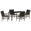 vidaXL Conjunto de Comedor de Jard&iacute;n 5 uds. Gris rat&aacute;n sint&eacute;tico