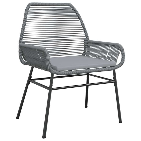 vidaXL Juego comedor jard&iacute;n 7 pzas cojines rat&aacute;n sint&eacute;tico vidrio gris