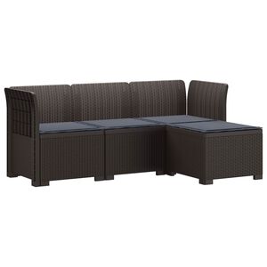 vidaXL Sof&aacute; de Jard&iacute;n para 4 Personas con Cojines y Dise&ntilde;o de Rattan