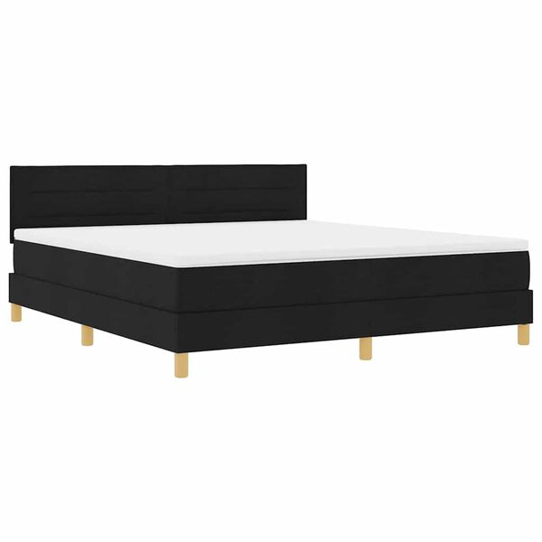 vidaXL Cama tipo Box Spring con colch&oacute;n Negro 180 x 200 cm tela