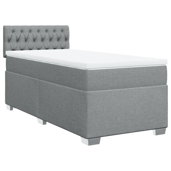 vidaXL Cama box spring con colch&oacute;n tela gris claro 90x190 cm