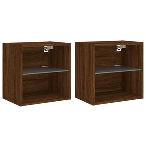 vidaXL Gabinete de noche LED montado en la pared 2 uds. Brown Oak