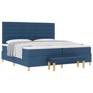 vidaXL Cama tipo Box Spring con colch&oacute;n Azul 200 x 200 cm tela
