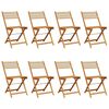 vidaXL Sillas de jardín plegables 8 uds madera maciza acacia beige