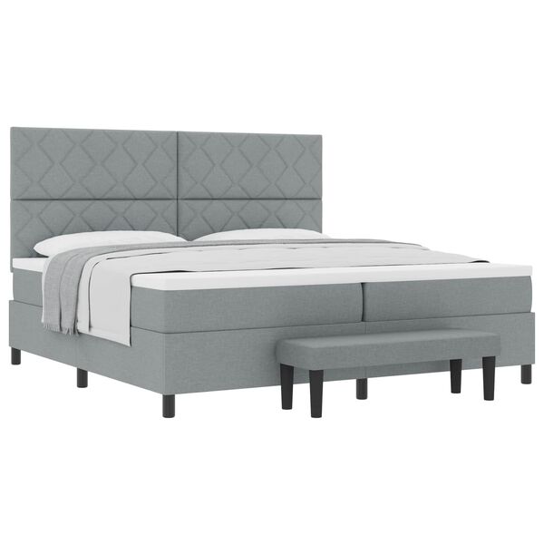 vidaXL Cama tipo Box Spring con colch&oacute;n Gris Claro 200 x 200 cm tela