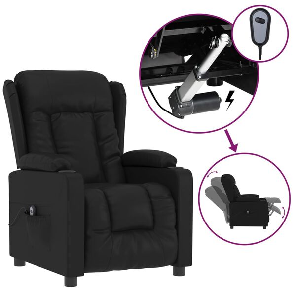 vidaXL Sillón reclinable eléctrico de cuero sintético negro