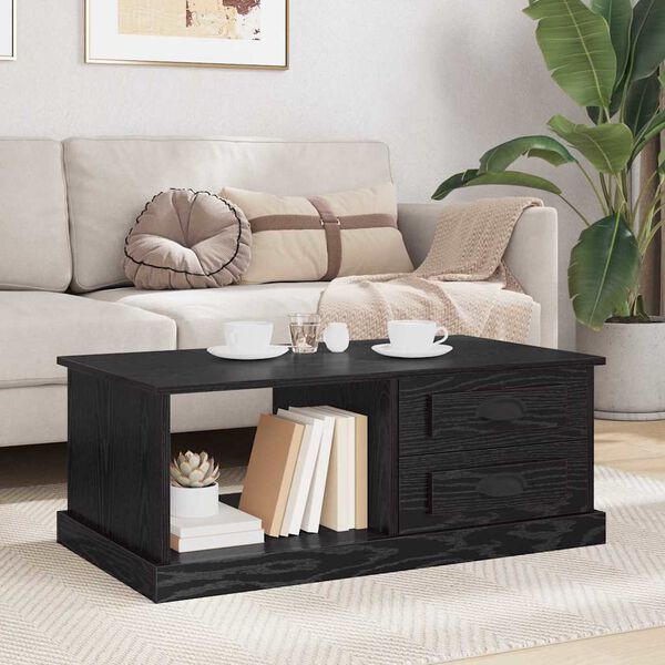 vidaXL Mesa de Caf&eacute; Roble Negro 90 x 50 x 35 cm Madera de ingenier&iacute;a