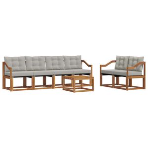 vidaXL Conjunto de sof&aacute;s de exterior 7 uds. Gris Natural y Claro