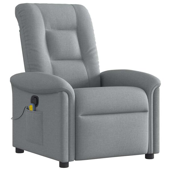 vidaXL Sill&oacute;n reclinable de masaje de tela gris claro