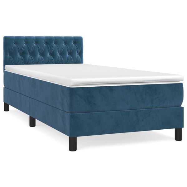 vidaXL Cama box spring con colch&oacute;n terciopelo azul oscuro 100x200 cm
