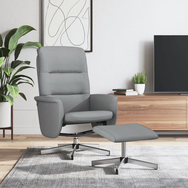 vidaXL Sill&oacute;n reclinable con reposapi&eacute;s tela gris claro
