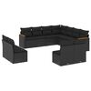 vidaXL Set de sof&aacute;s de jard&iacute;n 11 pzas y cojines rat&aacute;n sint&eacute;tico negro