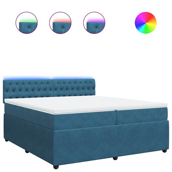vidaXL Cama box spring con colch&oacute;n terciopelo azul 200x200 cm