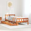vidaXL Estructura de cama sin colch&oacute;n madera maciza marr&oacute;n 75x190 cm