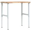 vidaXL Banco de trabajo rectangular madera maciza 100x60x(73-99,5) cm