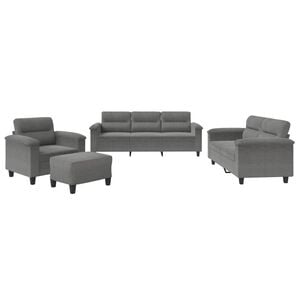 vidaXL Juego de sof&aacute;s con cojines 4 piezas tela microfibra gris oscuro