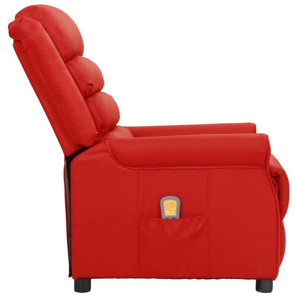vidaXL Sill&oacute;n de masaje de cuero sint&eacute;tico rojo tinto