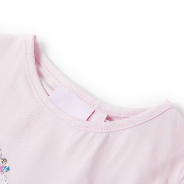 Camiseta infantil de manga casquillo rosa suave 128