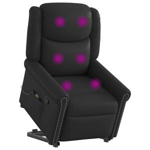 vidaXL Sillón reclinable de masaje pie cuero sintético negro brillante