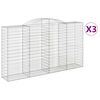 vidaXL Cestas de gaviones 3 uds forma de arco hierro 300x50x160/180 cm