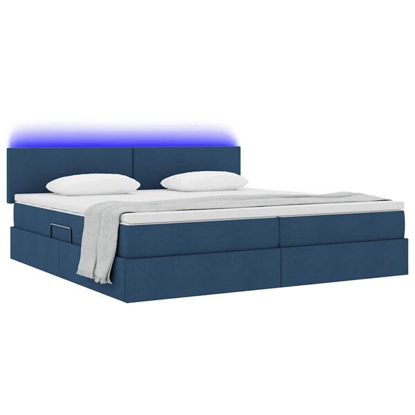 vidaXL Cama con almacenamiento y LED con LED Azul 200 x 200 cm tela