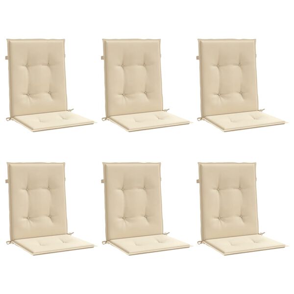 vidaXL Coj&iacute;n de silla de jard&iacute;n respaldo bajo 6 uds tela Oxford beige