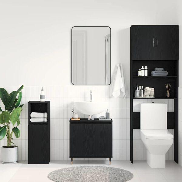 vidaXL Mueble de lavabo para baño Roble Negro 58 x 33 x 60 cm