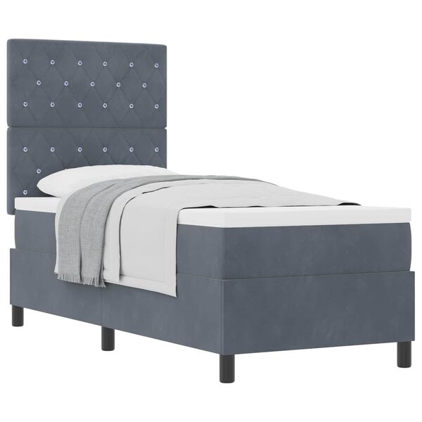 vidaXL Cama tipo Box Spring Gris oscuro 80 x 200 cm Terciopelo