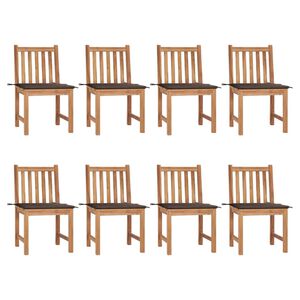 vidaXL Sillas de jard&iacute;n 8 unidades madera de teca con cojines