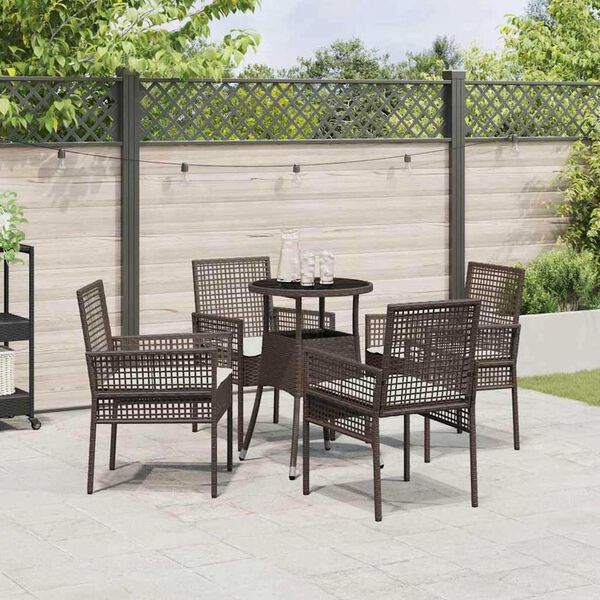 vidaXL Conjunto de Comedor de Jardín 5 pcs Marrón Poliratán