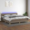vidaXL Cama box spring con colch&oacute;n LED tela gris taupe 200x200 cm