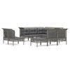 vidaXL Set de muebles de jard&iacute;n 10 pzas y cojines rat&aacute;n sint&eacute;tico gris