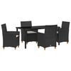 vidaXL Conjunto de Comedor de Jard&iacute;n 5 uds. Negro rat&aacute;n sint&eacute;tico