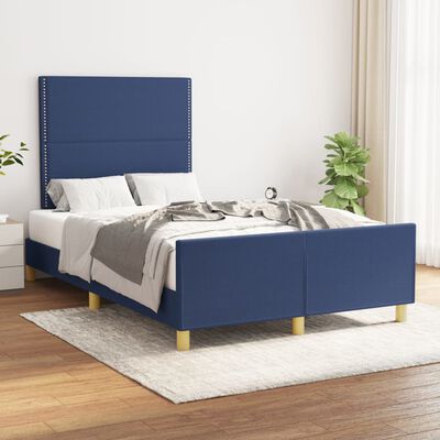 vidaXL Estructura de cama con cabecero de tela azul 120x200 cm