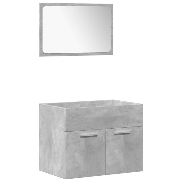 vidaXL Set muebles de ba&ntilde;o 5 piezas madera ingenier&iacute;a gris hormig&oacute;n