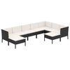 vidaXL Set muebles de jard&iacute;n 9 pzas y cojines rat&aacute;n sint&eacute;tico negro