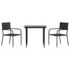 vidaXL Juego de comedor de jard&iacute;n 3 pzas rat&aacute;n sint&eacute;tico y acero negro