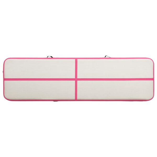 vidaXL Esterilla inflable de gimnasia con bomba PVC rosa 600x100x20 cm