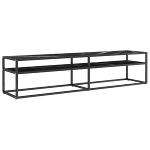 vidaXL Mueble de TV vidrio templado color m&aacute;rmol negro 180x40x40,5 cm
