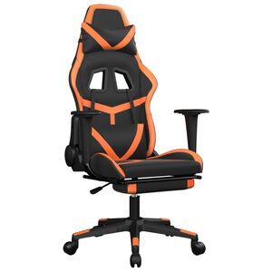vidaXL Silla gaming con reposapi&eacute;s cuero sint&eacute;tico negro naranja