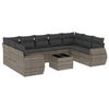 vidaXL Set de sof&aacute;s de jard&iacute;n 10 pzas con cojines rat&aacute;n sint&eacute;tico gris