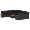 vidaXL Set de sof&aacute;s de jard&iacute;n 12 piezas cojines rat&aacute;n sint&eacute;tico negro