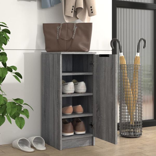 vidaXL Zapatero de madera contrachapada gris Sonoma 30x35x70 cm