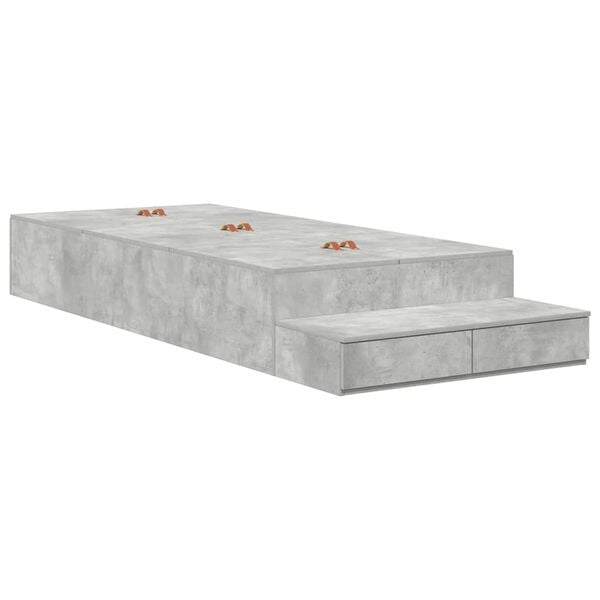 vidaXL Cama con almacenamiento con cajón Gris Concreto 100 cm