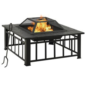 vidaXL Brasero de jard&iacute;n con atizador acero XXL 81x81x47 cm